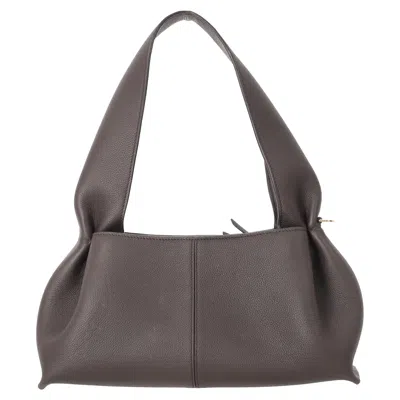 Pre-owned Polene Numéro Number Nine East West Shoulder Bag In Brown Calf Leather