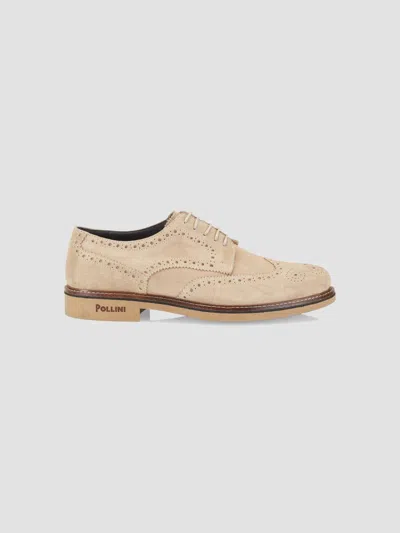 Pollini Men's Corinto Suede Wingtip Lace-up Derbys In Beige