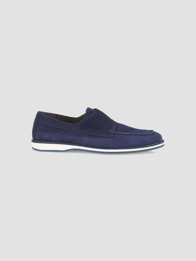 Pollini Men's Green Field Suede Slip-on Loafers In Blue
