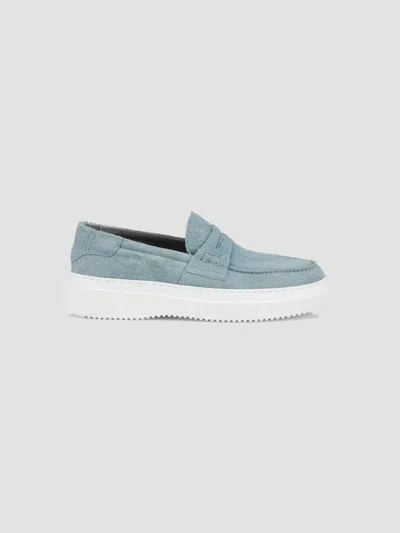 Pollini Men's Summer Vibes Suede Platform Penny Loafers In Light Blue