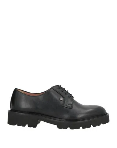 Pollini Woman Lace-up Shoes Black Size 5 Calfskin In Animal Print