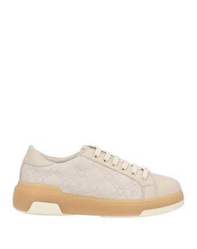 Pollini Woman Sneakers Beige Size 5 Calfskin In Multi