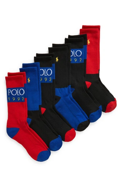 Polo Ralph Lauren 1992 Assorted 6-pack Crew Socks In Black Assorted