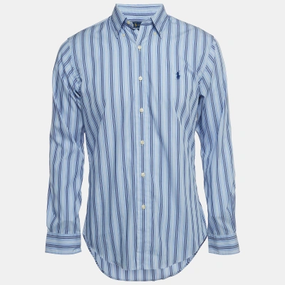 Pre-owned Polo Ralph Lauren Blue Stripe Cotton Slim Fit Button Down Shirt M