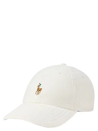 Polo Ralph Lauren Corduroy Baseball Cap With Logo In White