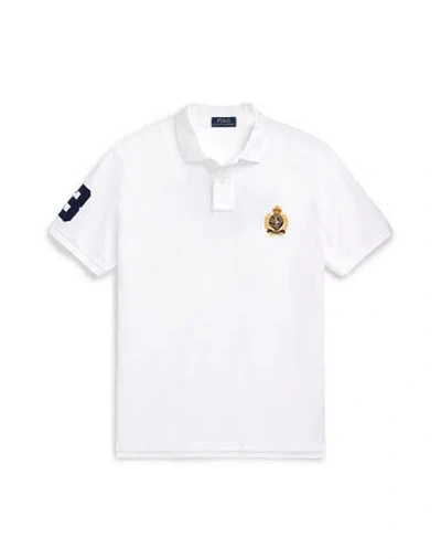 Polo Ralph Lauren Custom Slim Triple-pony Mesh Polo Shirt Man Polo Shirt White Size L Cotton