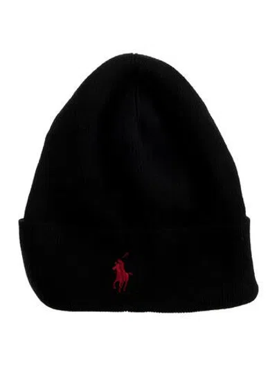 Pre-owned Polo Ralph Lauren Embroidered Beanie In Black