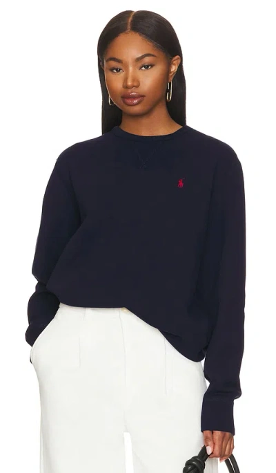 Polo Ralph Lauren Navy Blue Alpaca Blend Sweater With Logo Embroidery
