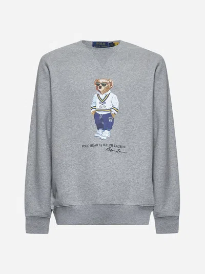 Polo Ralph Lauren Grey Cotton Blend Polo Bear Sweatshirt In Gray