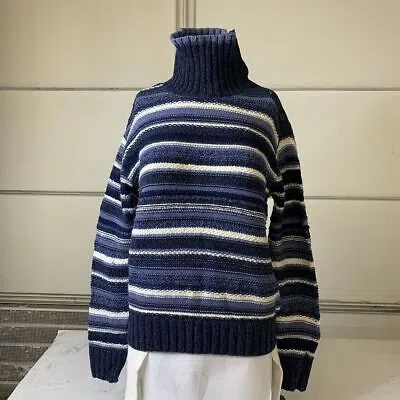 Pre-owned Polo Ralph Lauren Knit Striped Turtleneck Sweater Women's Size M In Multicolor
