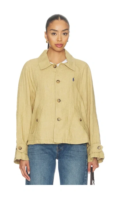 Polo Ralph Lauren Linen Windbreaker Jacket In Classic Camel