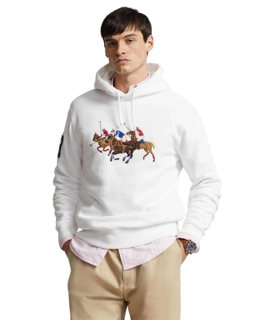 Pre-owned Polo Ralph Lauren Man's Hoodies & Sweatshirts  Triple-pony Fleece Hoodie In White
