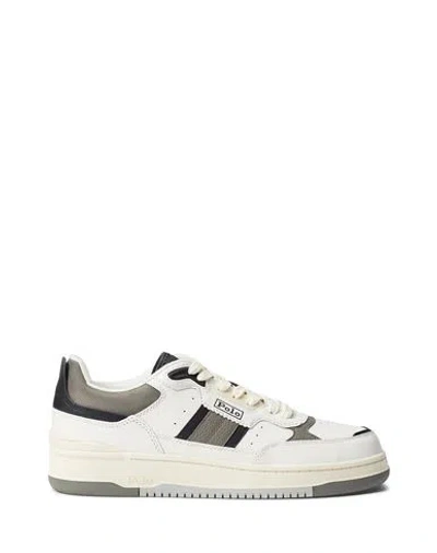Polo Ralph Lauren Masters Sport Leather Trainer White Grey