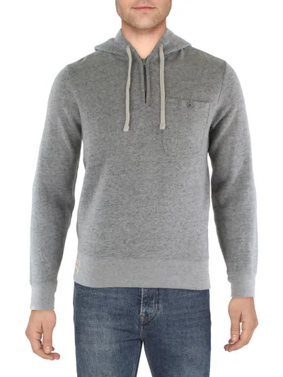 Polo Ralph Lauren Mens Fleece Hooded 3/4 Zip Pullover In Grey