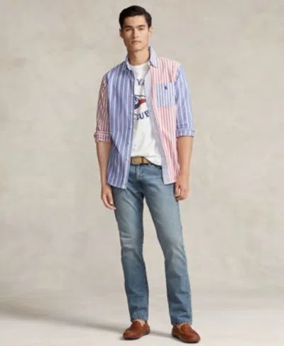 Polo Ralph Lauren Mens Oxford Shirt Yacht Club T Shirt Straight Jeans Waxed Belt Loafers In Multi