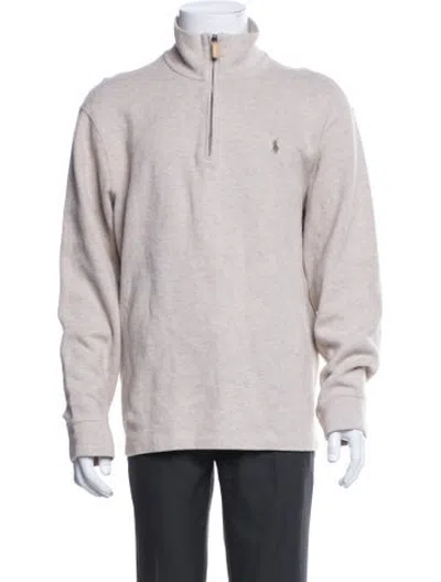 Pre-owned Polo Ralph Lauren Mock Neck Long Sleeve Polo Sweater In Neutrals