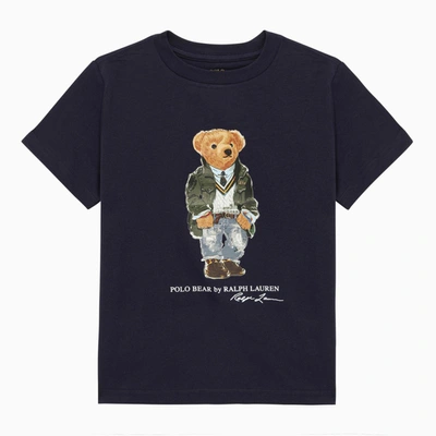 Polo Ralph Lauren Kids' Navy Blue Cotton T-shirt With Print