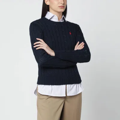 Polo Ralph Lauren Navy Cotton Cable-knit Sweater In Blue