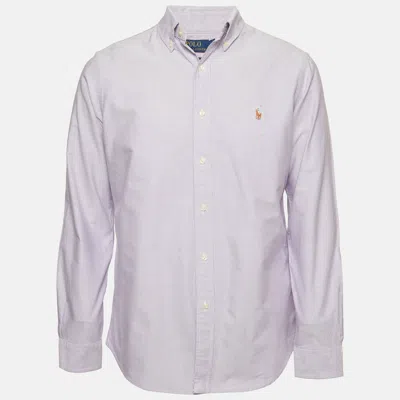 Pre-owned Polo Ralph Lauren Purple Logo Embroidered Cotton Oxford Shirt M