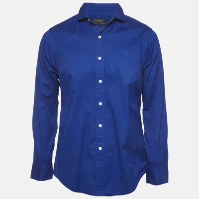 Pre-owned Polo Ralph Lauren Royal Blue Logo Embroidered Cotton Shirt M
