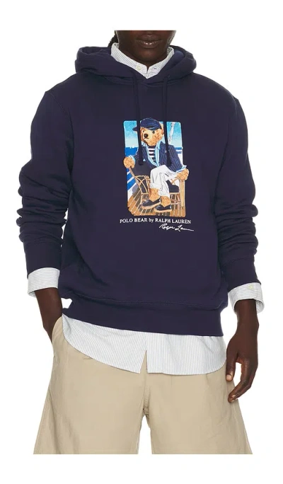 Polo Ralph Lauren Seasonal Fleece Novelty Newport Bear Sweatshirt In Newport Navy