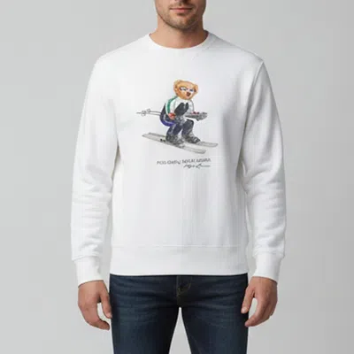 Pre-owned Polo Ralph Lauren White Ski Bear Print Cotton-blend Crewneck Sweatshirt M