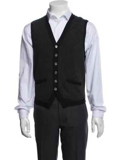 Pre-owned Polo Ralph Lauren Wool Striped Suit Vest In Black