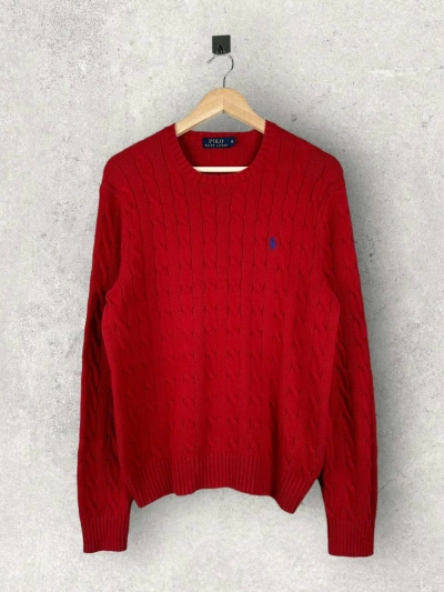 Pre-owned Polo Ralph Lauren X Ralph Lauren Polo Ralph Cable Knit Sweater Jumper Streetwear In Red