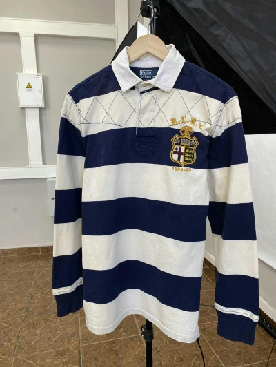 Pre-owned Polo Ralph Lauren X Ralph Lauren Rugby Vintage 90's Polo Ralph Laurent Rugby Retro Hype Y2k In Whitedark Blue