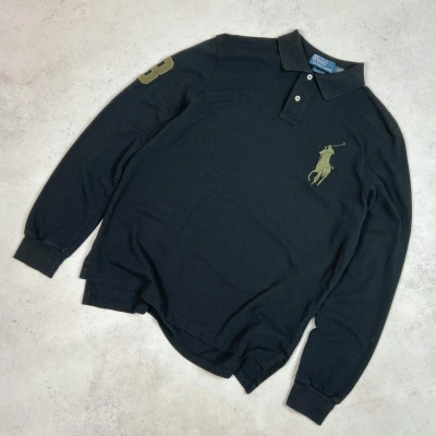 Pre-owned Polo Ralph Lauren X Ralph Lauren Vintage Polo Ralph Laurent 3 Rugby Polo Long Shirt Hype In Black