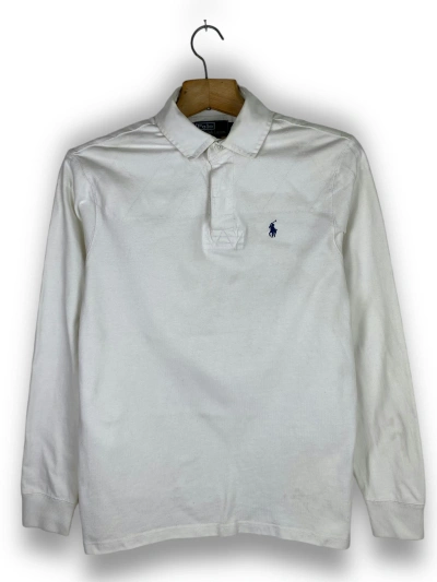 Pre-owned Polo Ralph Lauren X Vintage 90's Vintage Polo Ralph Laurent White Rugby Sweatshirt M456