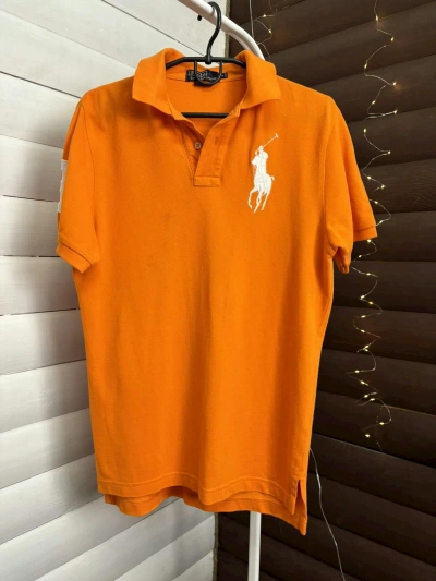 Pre-owned Polo Ralph Lauren X Vintage Polo Ralph Laurent Big Pony Rugby Shirt In Orange