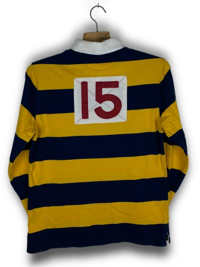 Pre-owned Polo Ralph Lauren X Vintage Polo Ralph Laurent Rugby Striped Sweatshirt M484 In Navy/yellow