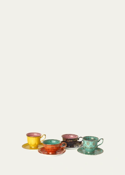 Polspotten Grandpa Tea Cups & Saucers, Set Of 4 In Multi