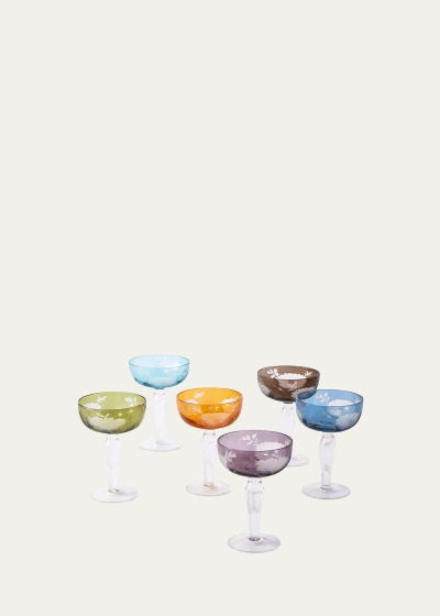 Polspotten Multicolor Peony Coupe Glasses, Set Of 6