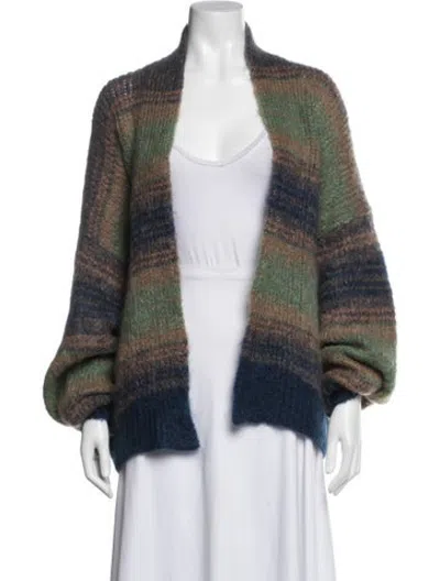 Pre-owned Pomandère Mohair Striped Sweater In Blue/white