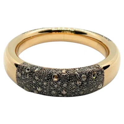Pre-owned Pomellato Iconica Grey Silver Champagne Brown Diamonds Rose Gold Bangle Bracelet In Red