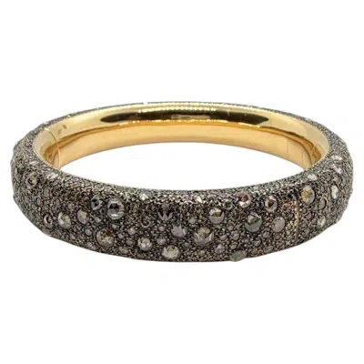 Pre-owned Pomellato Iconica Grey Silver Champagne Diamonds 18k Rose Gold Bangle Bracelet In Red