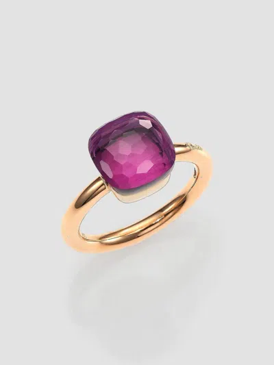 Pomellato Nudo 18k Rose Gold & Amethyst Petite Square Ring