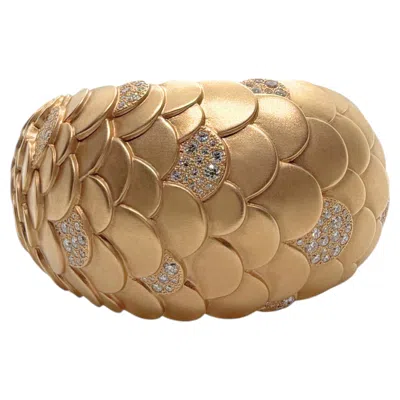 Pre-owned Pomellato Sirene Limited Edition Diamond Rose Gold Mermaid Scales Cuff Bracelet In Red