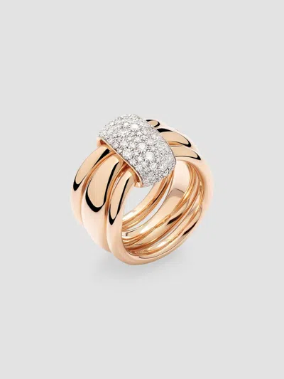 Pomellato Women's  Together Two-tone 18k Gold & 1.00 Tcw Diamond Triple-band Ring
