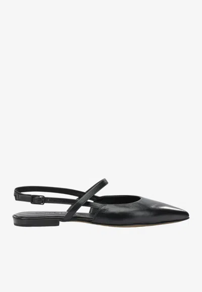 Pomme D'or Ingrid Slingback Flats In Black