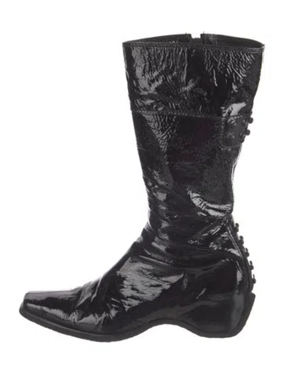 Pre-owned Pons Quintana Patent Leather Boots In Black