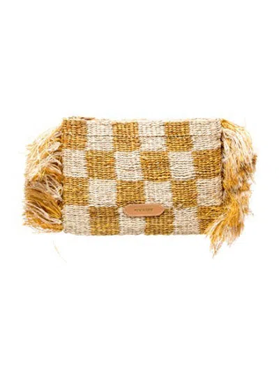 Pre-owned Poolside Raffia Clutch In Neutrals