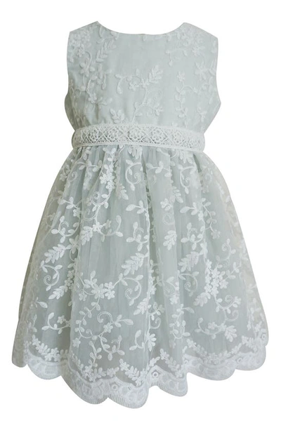 Popatu Babies' Floral Embroidered Party Dress In Grey