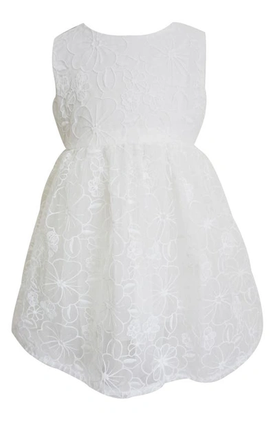 Popatu Babies' Floral Embroidered Party Dress In White