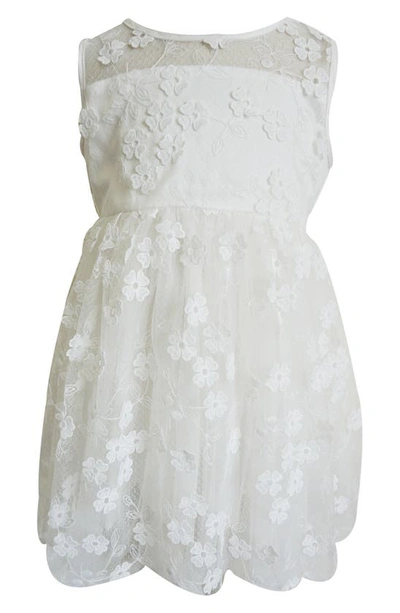 Popatu Kids' 3d Floral Appliqué Tulle Party Dress In White