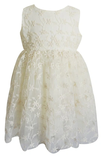 Popatu Kids' Embroidered Mesh Overlay Party Dress In Yellow