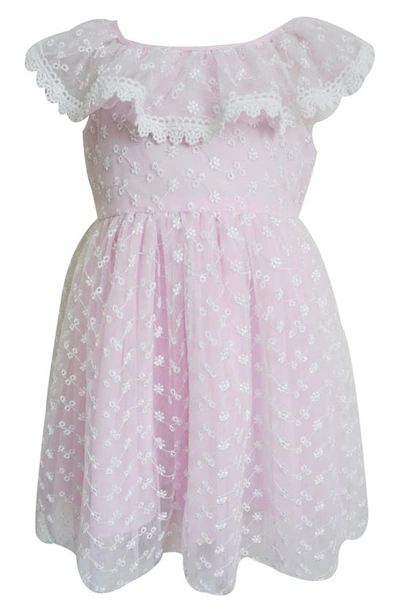 Popatu Kids' Ruffle Embroidered Party Dress In Pink