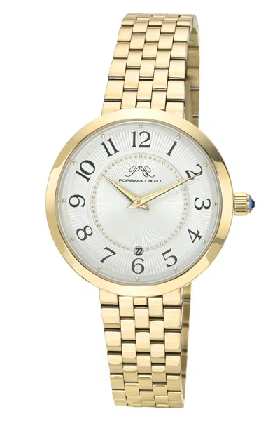 Porsamo Bleu Women's Clementine Stainless Steel Gold Tone Guilloche Dial Watch 1531bcls In Multi